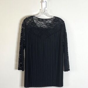AGB Womens Black Lace Long Sleeve Tunic Top Blouse  SZ XL Whimsy Goth Fairy Core